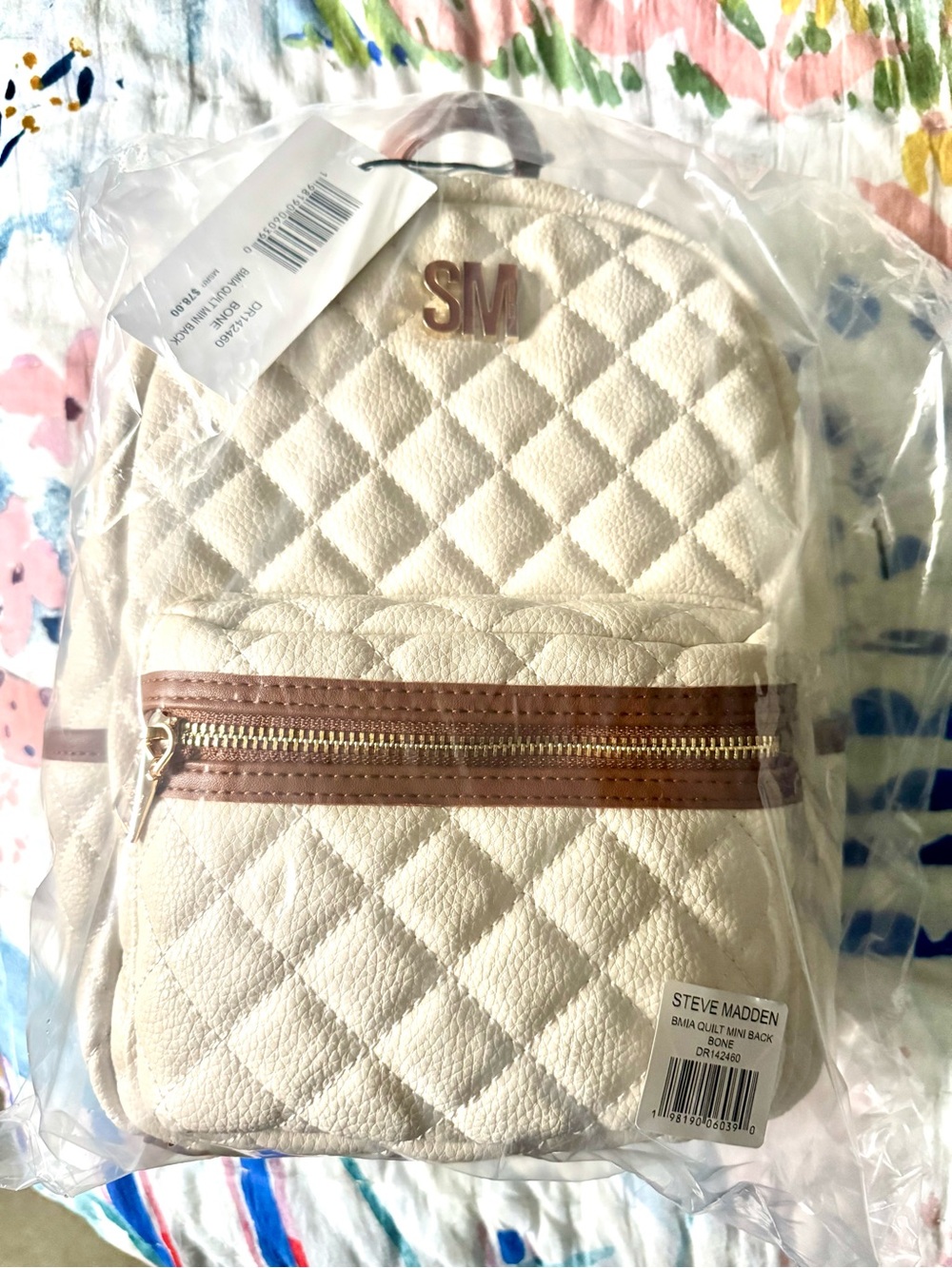 Steve Madden Bone Quilted Backpack NWT